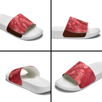 Red Gradient Polynesia Jellyfish Slide Sandals Plumeria Polynesian Tattoo Glowing Vibes LT14 - Polynesian Pride