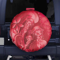 Red Gradient Polynesia Jellyfish Spare Tire Cover Plumeria Polynesian Tattoo Glowing Vibes LT14 No hole Red - Polynesian Pride