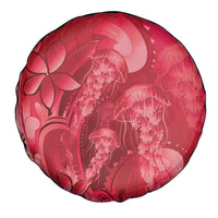 Red Gradient Polynesia Jellyfish Spare Tire Cover Plumeria Polynesian Tattoo Glowing Vibes LT14 - Polynesian Pride