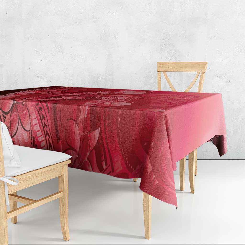 Red Gradient Polynesia Jellyfish Tablecloth Plumeria Polynesian Tattoo Glowing Vibes LT14 - Polynesian Pride