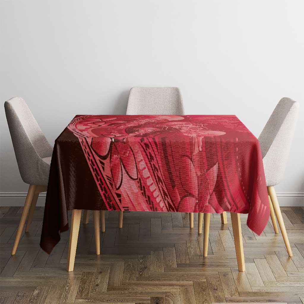 Red Gradient Polynesia Jellyfish Tablecloth Plumeria Polynesian Tattoo Glowing Vibes LT14 - Polynesian Pride