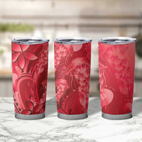 Red Gradient Polynesia Jellyfish Tumbler Cup Plumeria Polynesian Tattoo Glowing Vibes LT14 - Polynesian Pride