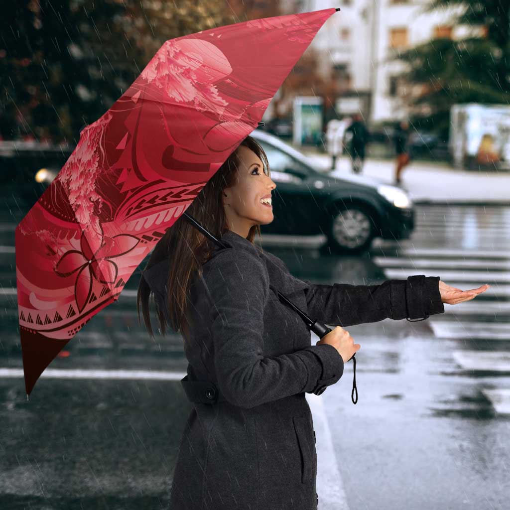 Red Gradient Polynesia Jellyfish Umbrella Plumeria Polynesian Tattoo Glowing Vibes LT14 - Polynesian Pride