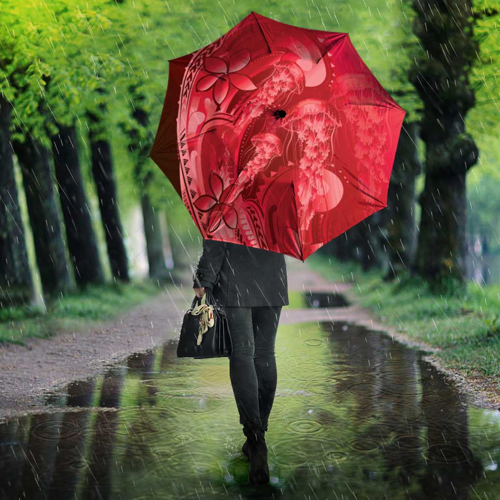 Red Gradient Polynesia Jellyfish Umbrella Plumeria Polynesian Tattoo Glowing Vibes LT14 - Polynesian Pride