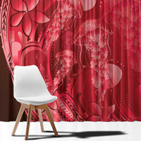 Red Gradient Polynesia Jellyfish Window Curtain Plumeria Polynesian Tattoo Glowing Vibes LT14 - Polynesian Pride