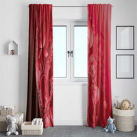 Red Gradient Polynesia Jellyfish Window Curtain Plumeria Polynesian Tattoo Glowing Vibes LT14 - Polynesian Pride