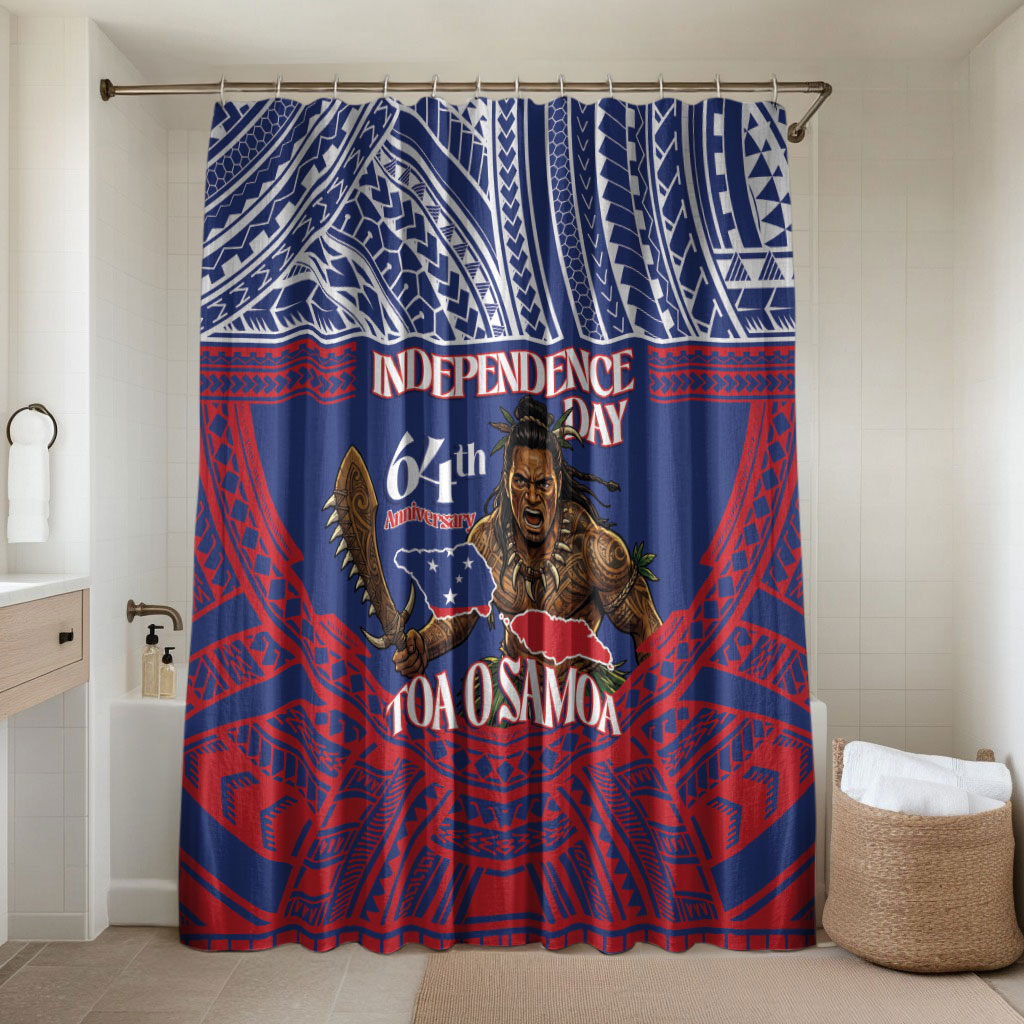 Samoa Independence Day Bathroom Set 64th Anniversary Toa O Samoa LT14 Shower Curtain Only Blue - Polynesian Pride