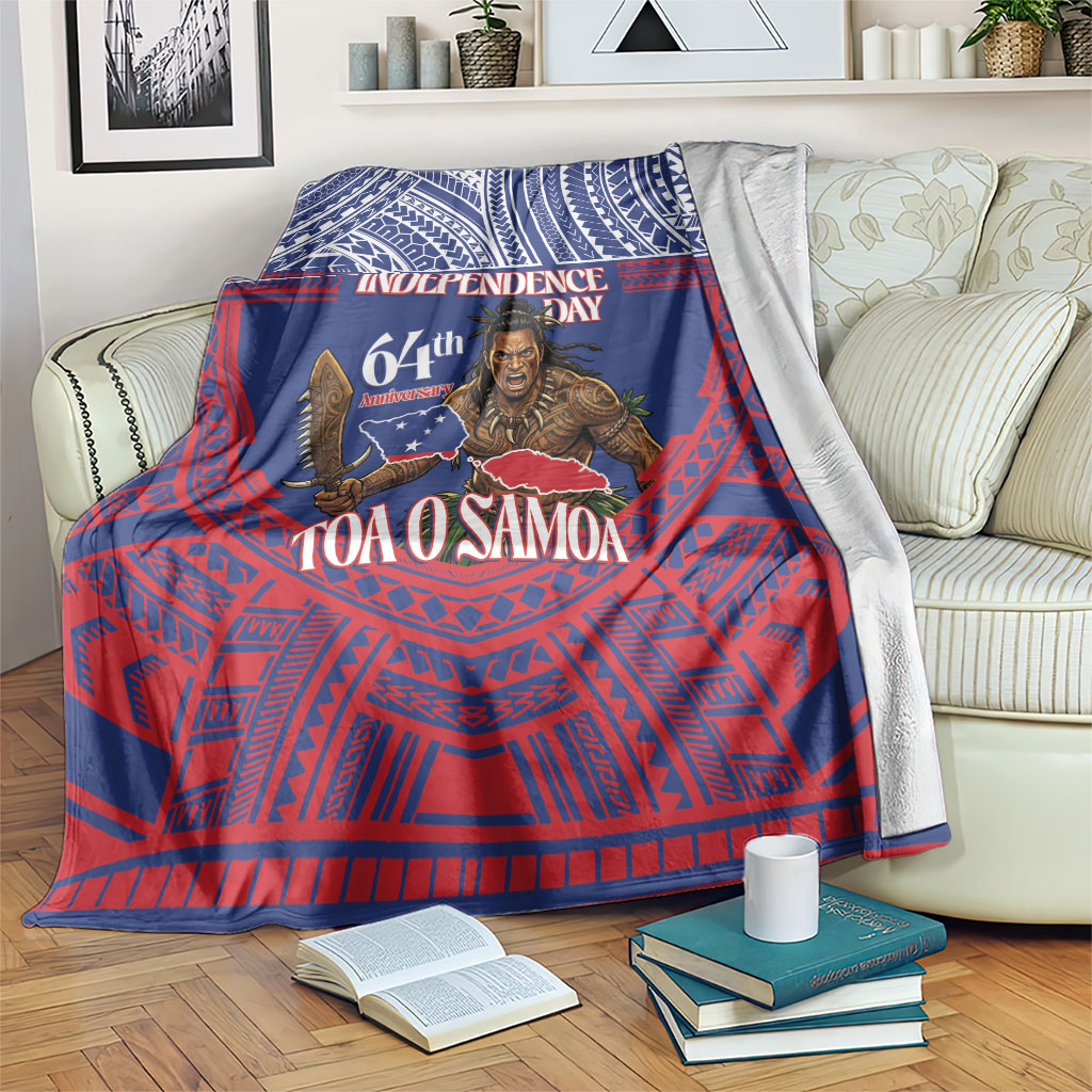 Samoa Independence Day Blanket 64th Anniversary Toa O Samoa LT14 Blue - Polynesian Pride