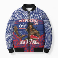 Personalised Samoa Independence Day Bomber Puffer Jacket 64th Anniversary Toa O Samoa LT14 Unisex Blue - Polynesian Pride