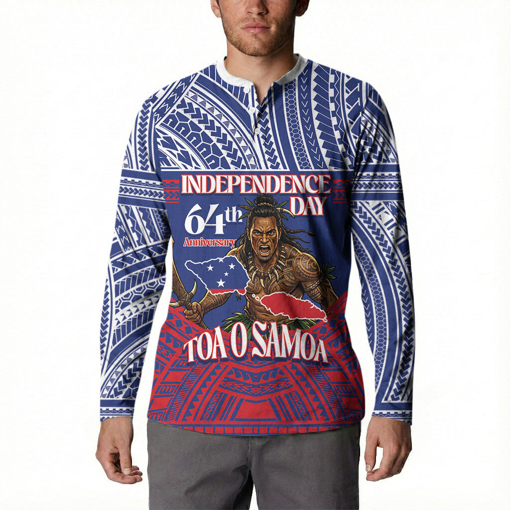 Personalised Samoa Independence Day Button Sweatshirt 64th Anniversary Toa O Samoa LT14 - Polynesian Pride