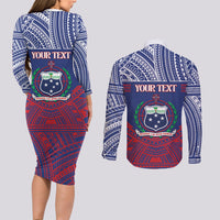 Personalised Samoa Independence Day Couples Matching Long Sleeve Bodycon Dress and Long Sleeve Button Shirt 64th Anniversary Toa O Samoa LT14 - Polynesian Pride