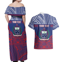 Personalised Samoa Independence Day Couples Matching Off Shoulder Maxi Dress and Hawaiian Shirt 64th Anniversary Toa O Samoa