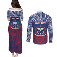 Personalised Samoa Independence Day Couples Matching Puletasi and Long Sleeve Button Shirt 64th Anniversary Toa O Samoa LT14 - Polynesian Pride