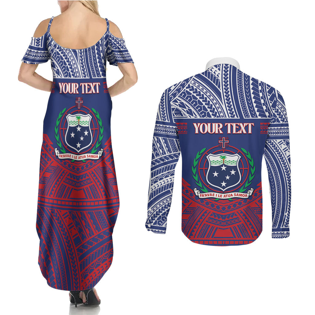 Personalised Samoa Independence Day Couples Matching Summer Maxi Dress and Long Sleeve Button Shirt 64th Anniversary Toa O Samoa LT14 - Polynesian Pride