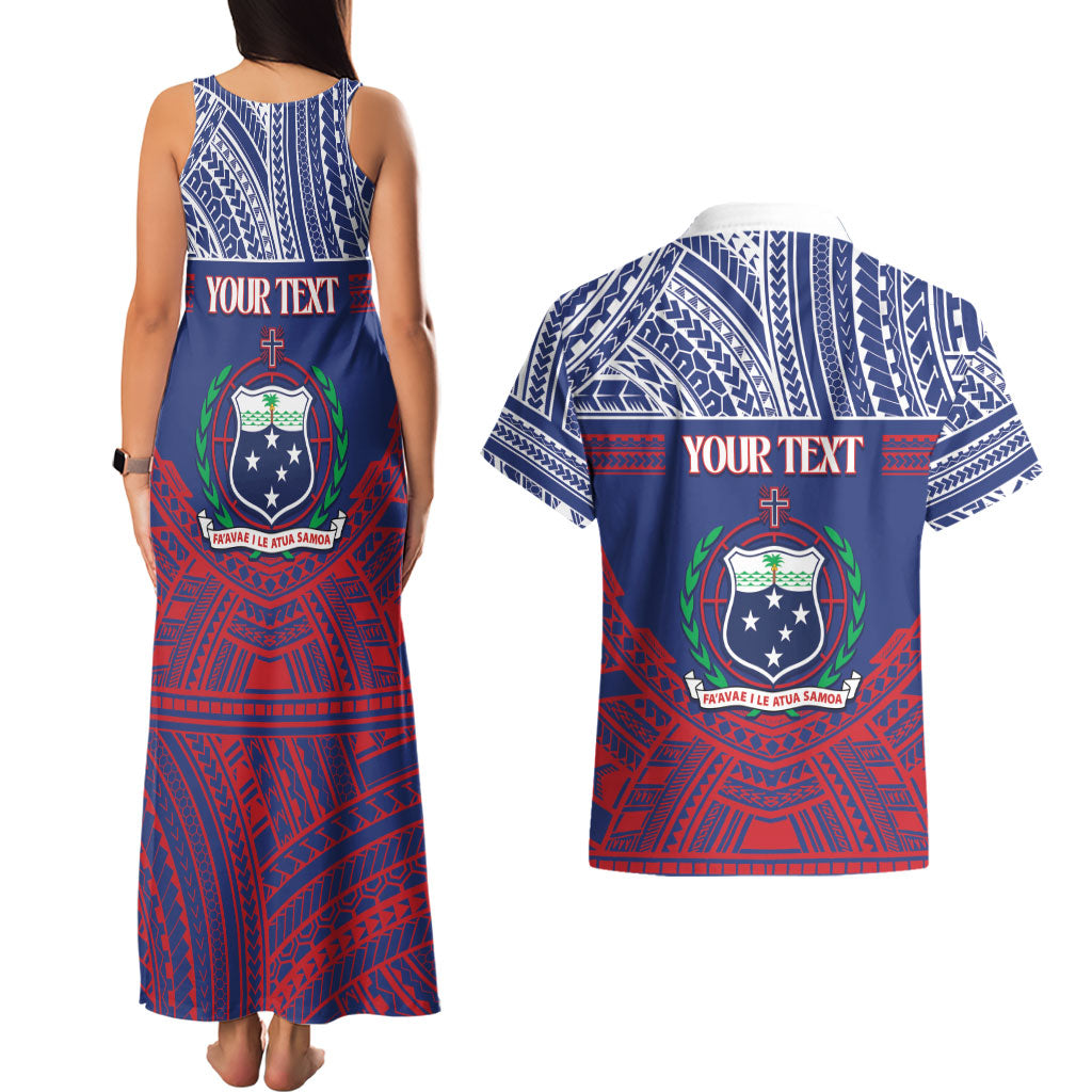 Personalised Samoa Independence Day Couples Matching Tank Maxi Dress and Hawaiian Shirt 64th Anniversary Toa O Samoa LT14 - Polynesian Pride