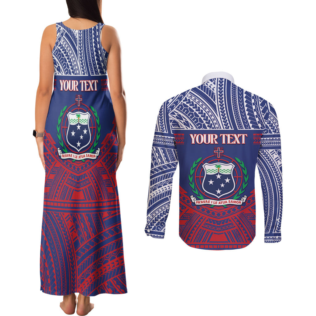 Personalised Samoa Independence Day Couples Matching Tank Maxi Dress and Long Sleeve Button Shirt 64th Anniversary Toa O Samoa LT14 - Polynesian Pride