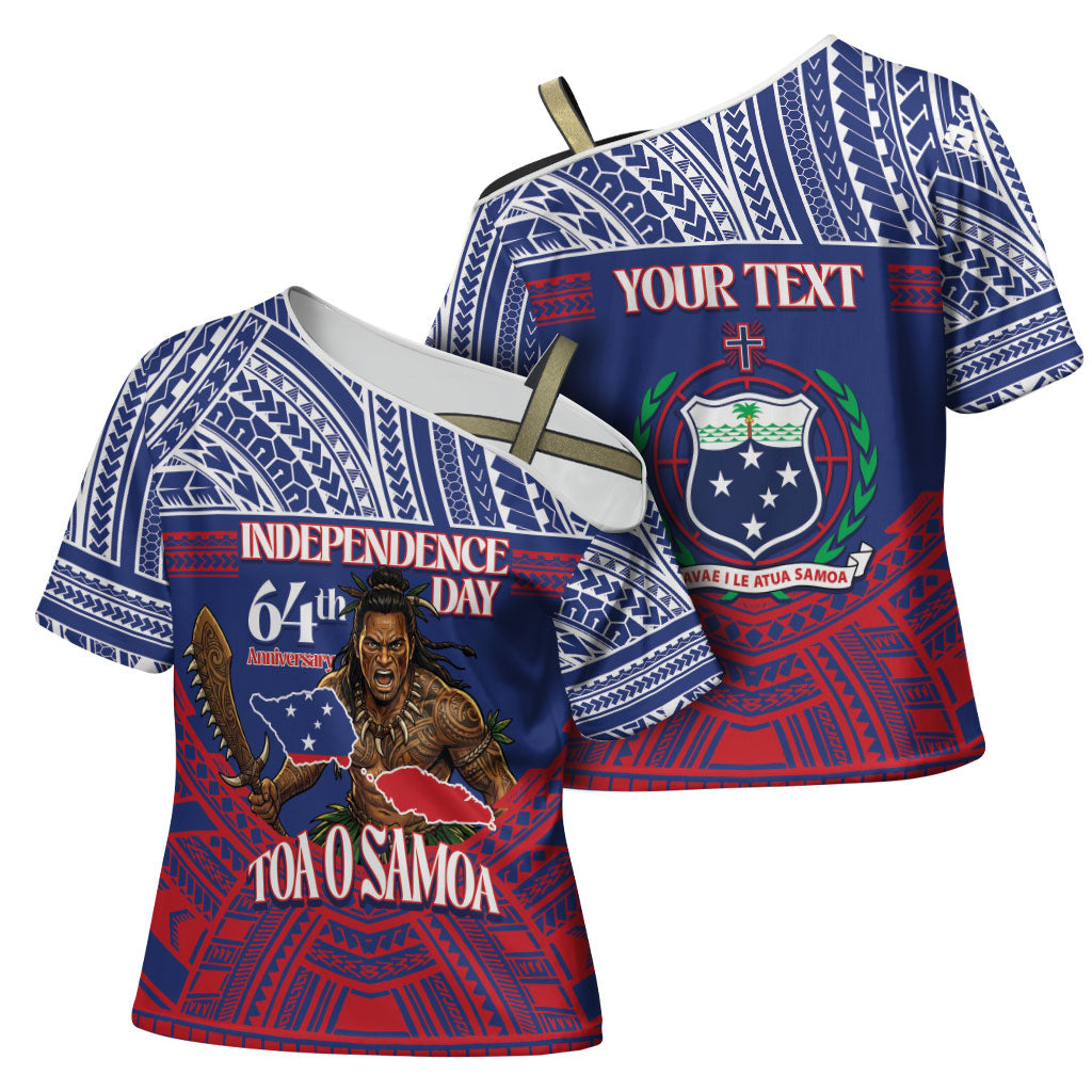 Personalised Samoa Independence Day Cross Shoulder Shirt 64th Anniversary Toa O Samoa LT14 - Polynesian Pride