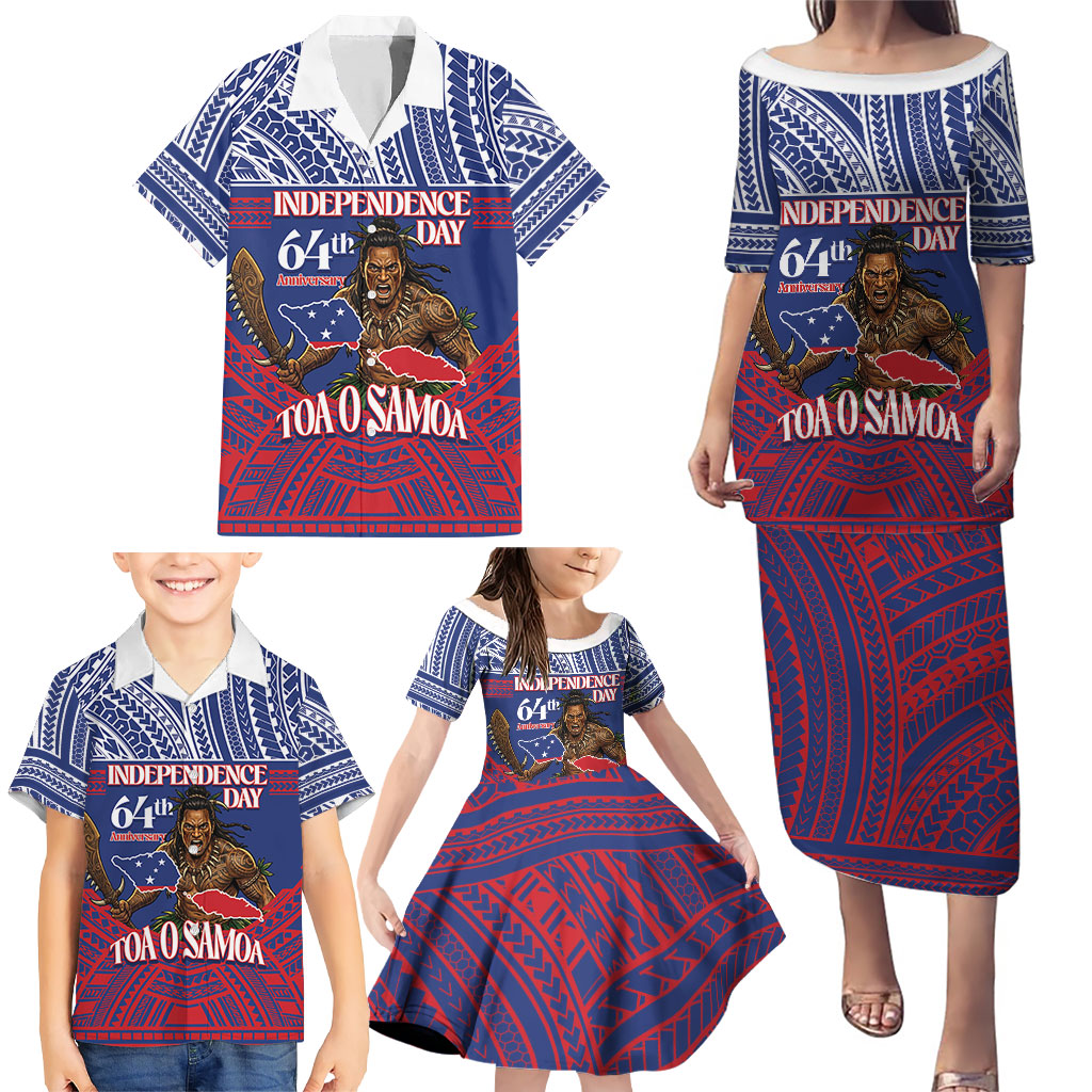 Personalised Samoa Independence Day Family Matching Puletasi and Hawaiian Shirt 64th Anniversary Toa O Samoa LT14 - Polynesian Pride