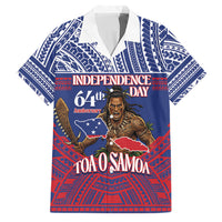 Personalised Samoa Independence Day Family Matching Puletasi and Hawaiian Shirt 64th Anniversary Toa O Samoa LT14 Dad's Shirt - Short Sleeve Blue - Polynesian Pride