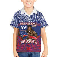 Personalised Samoa Independence Day Family Matching Puletasi and Hawaiian Shirt 64th Anniversary Toa O Samoa LT14 Son's Shirt Blue - Polynesian Pride