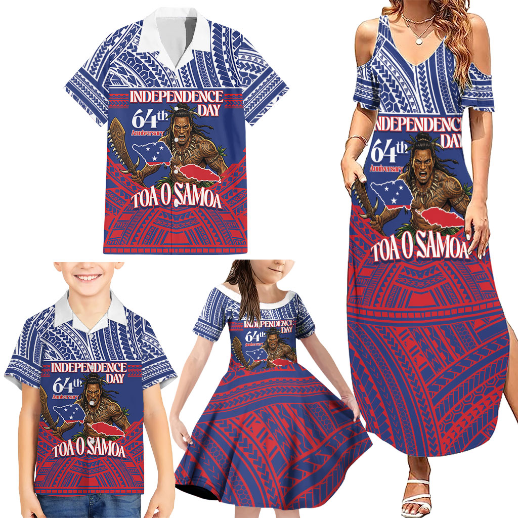 Personalised Samoa Independence Day Family Matching Summer Maxi Dress and Hawaiian Shirt 64th Anniversary Toa O Samoa LT14 - Polynesian Pride