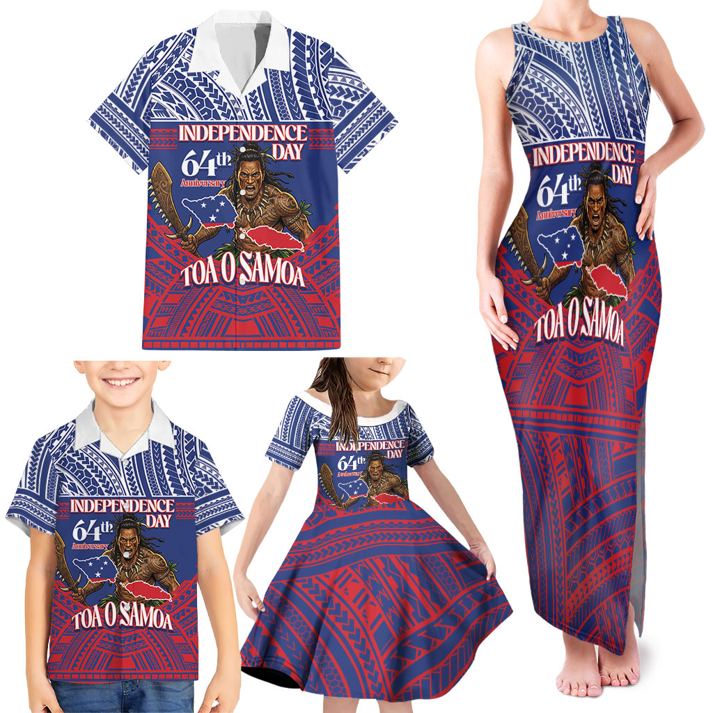 Personalised Samoa Independence Day Family Matching Tank Maxi Dress and Hawaiian Shirt 64th Anniversary Toa O Samoa LT14 - Polynesian Pride