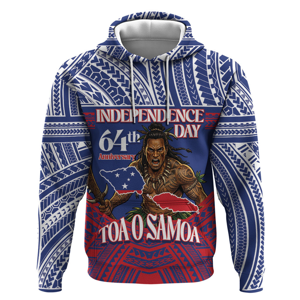 Personalised Samoa Independence Day Hoodie 64th Anniversary Toa O Samoa LT14 Pullover Hoodie Blue - Polynesian Pride
