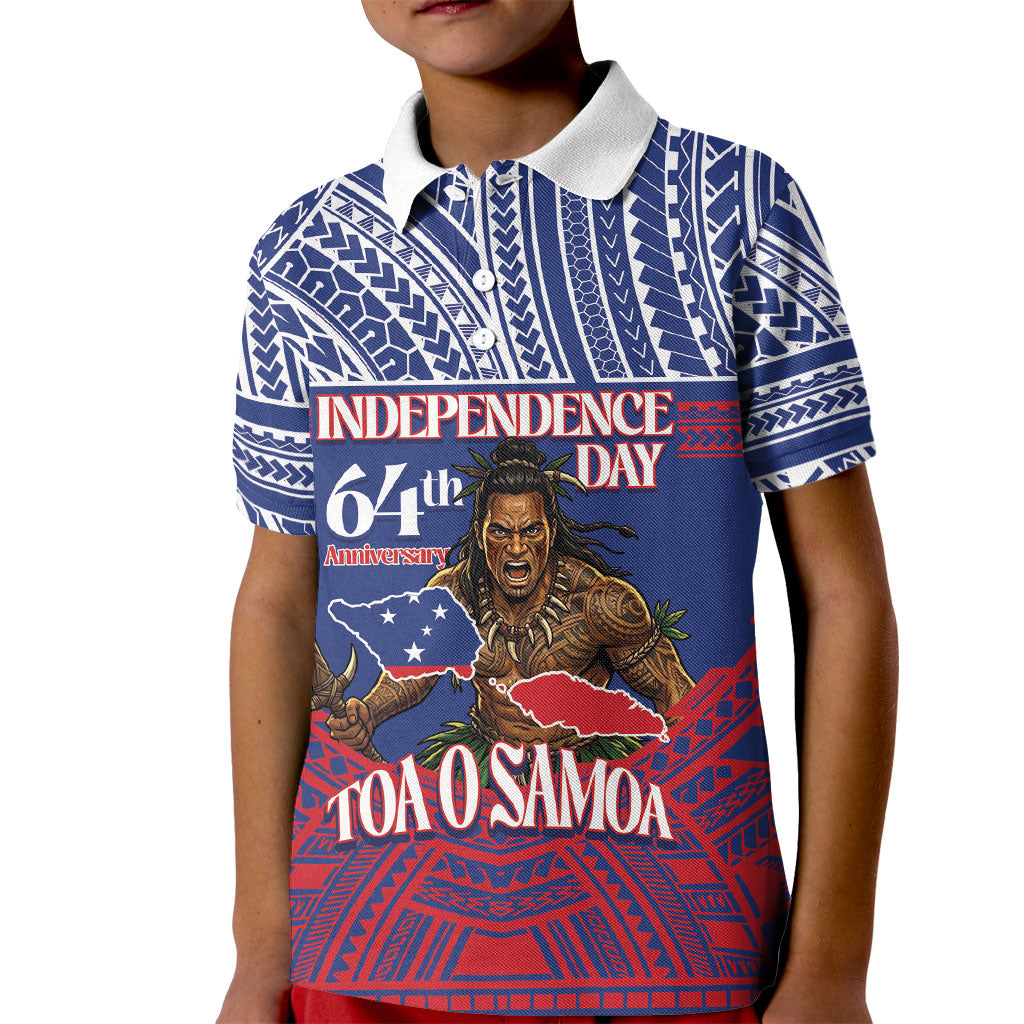 Personalised Samoa Independence Day Kid Polo Shirt 64th Anniversary Toa O Samoa LT14 Kid Blue - Polynesian Pride
