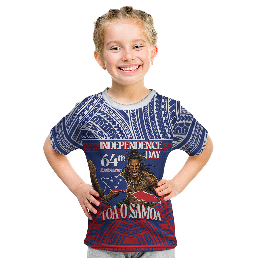 Personalised Samoa Independence Day Kid T Shirt 64th Anniversary Toa O Samoa LT14 Blue - Polynesian Pride