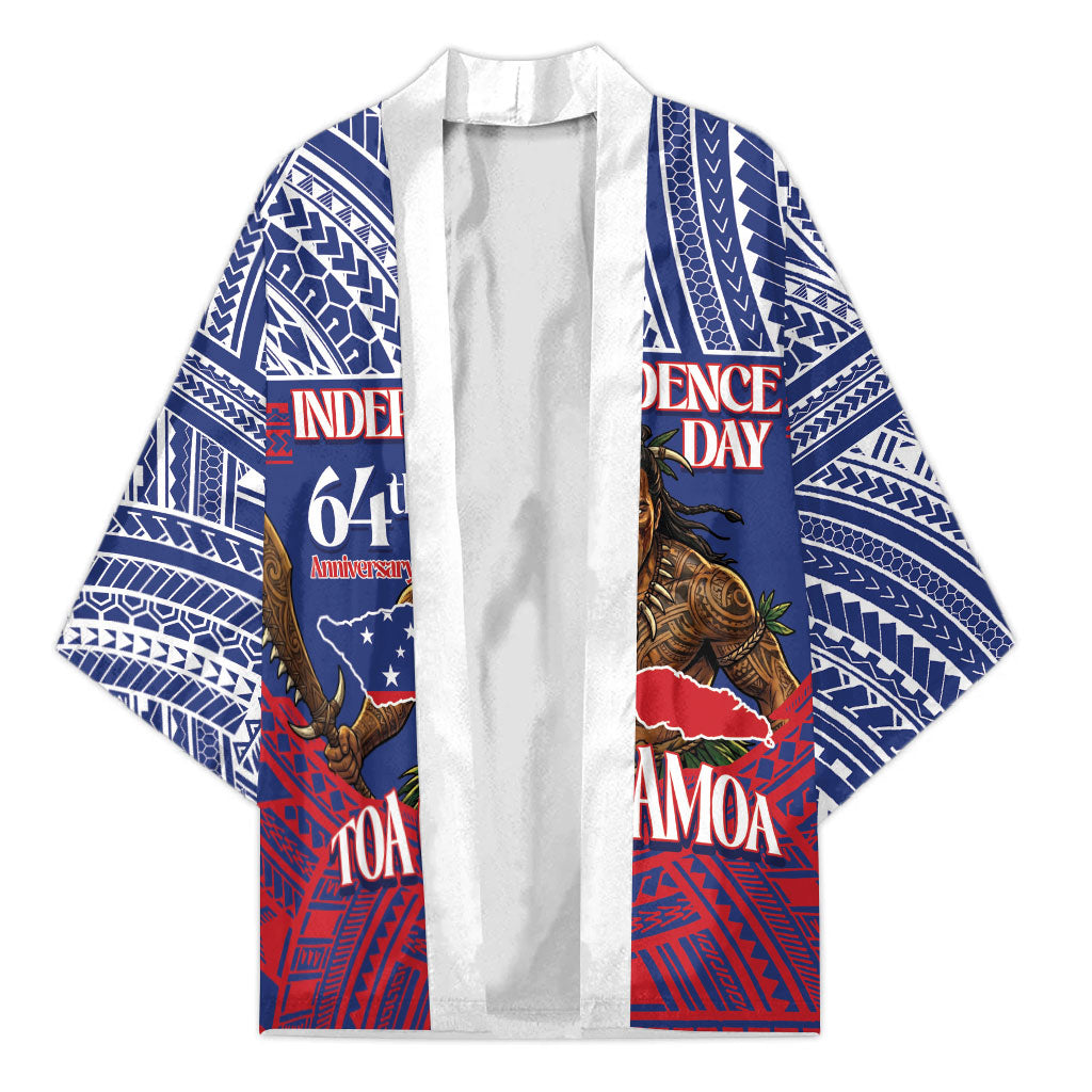 Personalised Samoa Independence Day Kimono 64th Anniversary Toa O Samoa LT14 Unisex Blue - Polynesian Pride