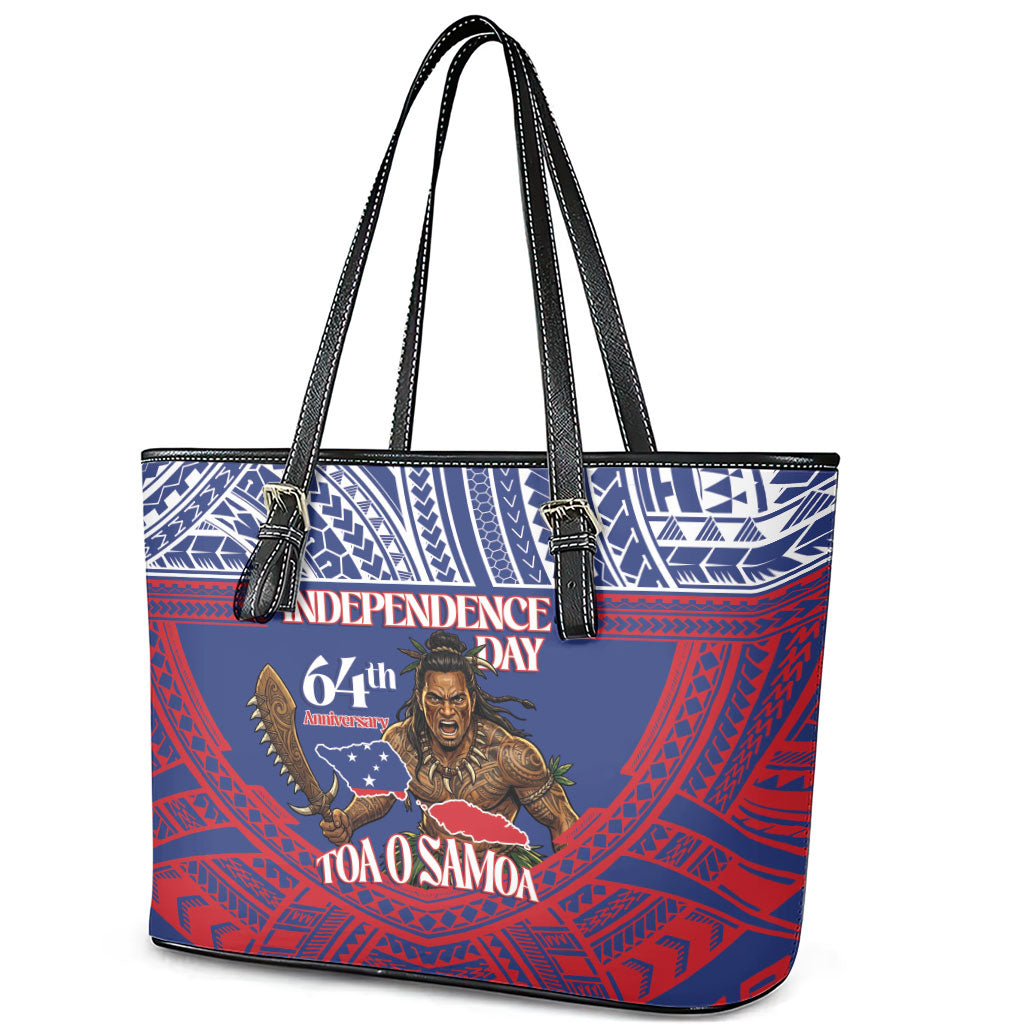 Samoa Independence Day Leather Tote Bag 64th Anniversary Toa O Samoa LT14 - Polynesian Pride