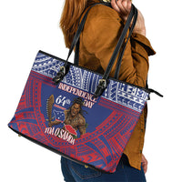 Samoa Independence Day Leather Tote Bag 64th Anniversary Toa O Samoa LT14 - Polynesian Pride