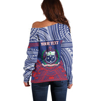 Personalised Samoa Independence Day Off Shoulder Sweater 64th Anniversary Toa O Samoa LT14 - Polynesian Pride