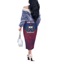 Personalised Samoa Independence Day Off The Shoulder Long Sleeve Dress 64th Anniversary Toa O Samoa LT14 - Polynesian Pride