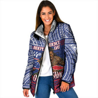 Personalised Samoa Independence Day Padded Jacket 64th Anniversary Toa O Samoa LT14 Women Blue - Polynesian Pride