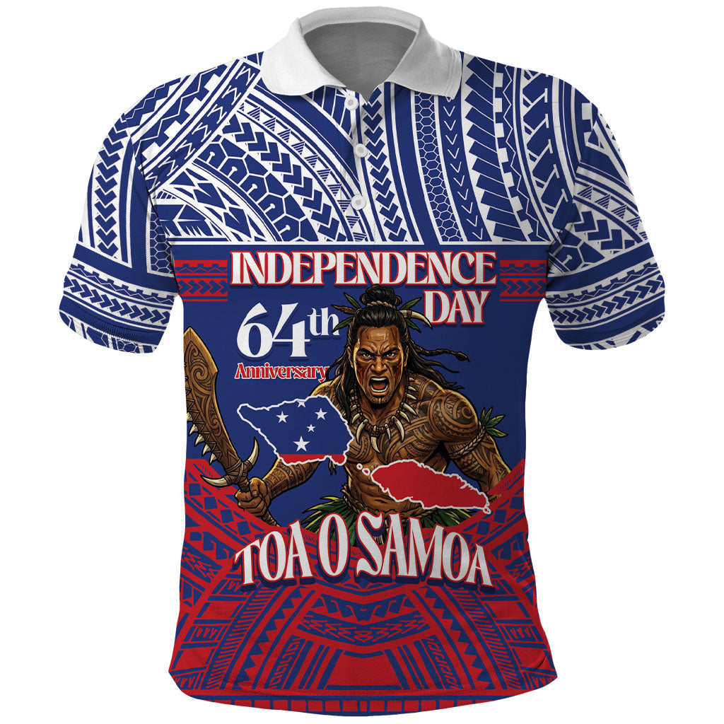 Personalised Samoa Independence Day Polo Shirt 64th Anniversary Toa O Samoa LT14 Blue - Polynesian Pride
