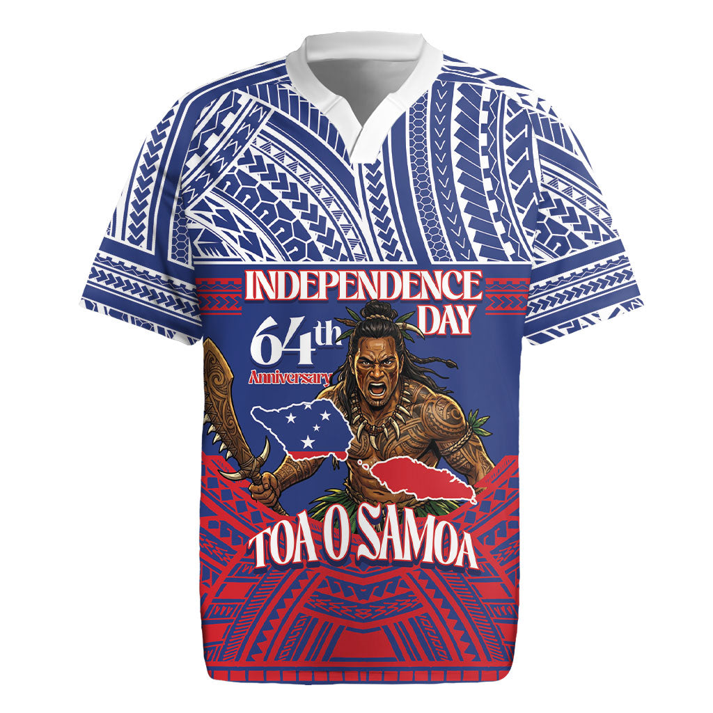 Personalised Samoa Independence Day Rugby Jersey 64th Anniversary Toa O Samoa LT14 Blue - Polynesian Pride
