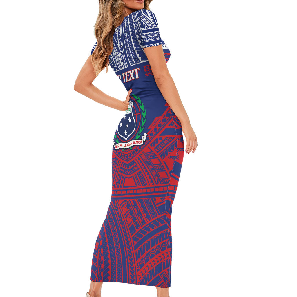 Personalised Samoa Independence Day Short Sleeve Bodycon Dress 64th Anniversary Toa O Samoa LT14 - Polynesian Pride