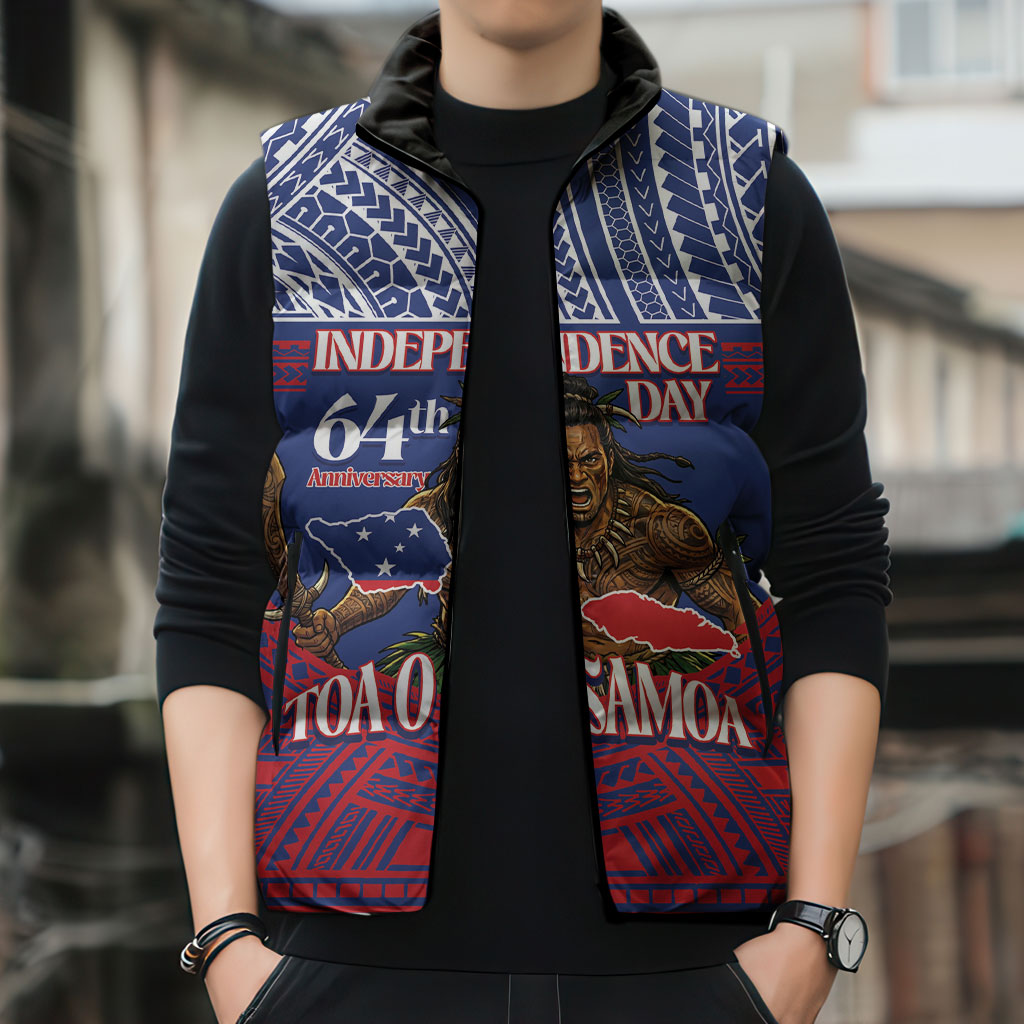 Personalised Samoa Independence Day Sleeveless Puffer Jacket 64th Anniversary Toa O Samoa LT14 - Polynesian Pride