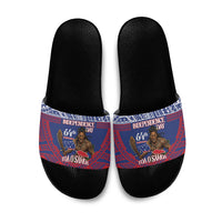 Samoa Independence Day Slide Sandals 64th Anniversary Toa O Samoa LT14 Blue - Polynesian Pride