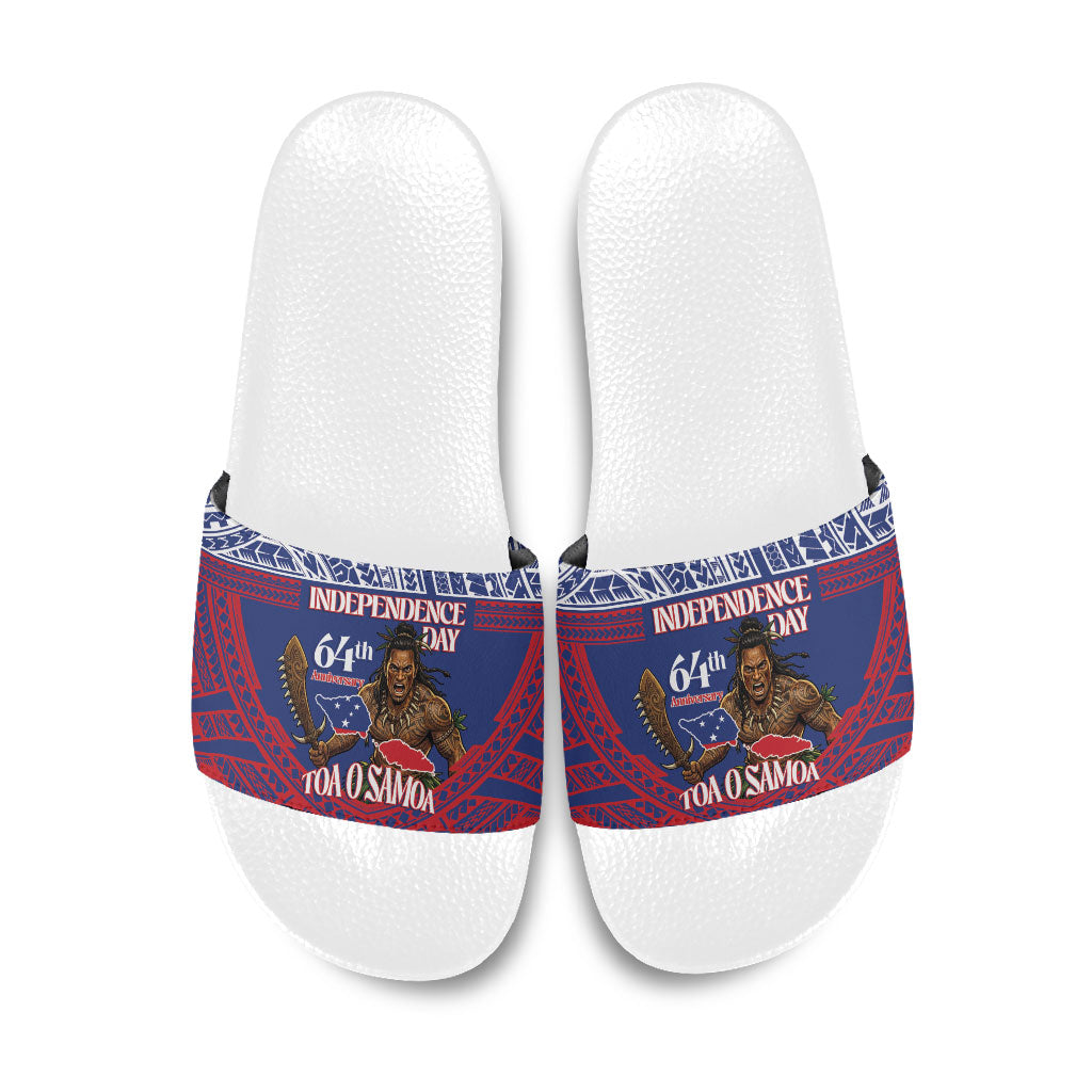 Samoa Independence Day Slide Sandals 64th Anniversary Toa O Samoa LT14 Blue - Polynesian Pride