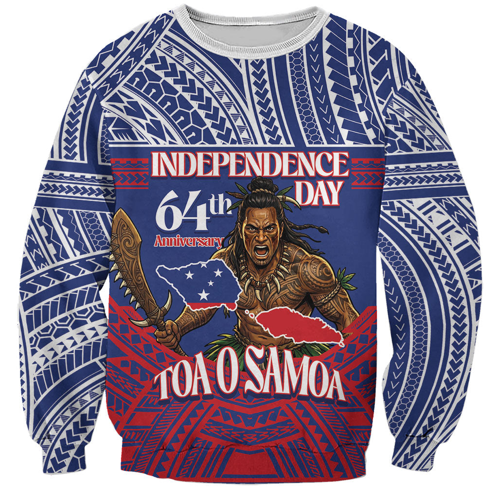 Personalised Samoa Independence Day Sweatshirt 64th Anniversary Toa O Samoa LT14 Unisex Blue - Polynesian Pride