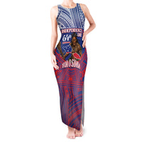 Personalised Samoa Independence Day Tank Maxi Dress 64th Anniversary Toa O Samoa LT14 Women Blue - Polynesian Pride