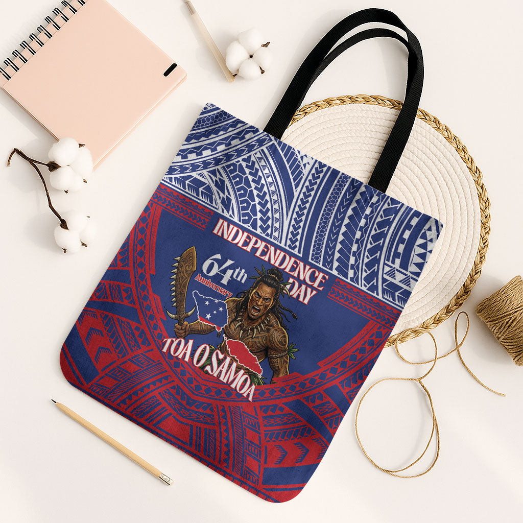 Samoa Independence Day Tote Bag 64th Anniversary Toa O Samoa LT14 Black Strap One Size Blue - Polynesian Pride