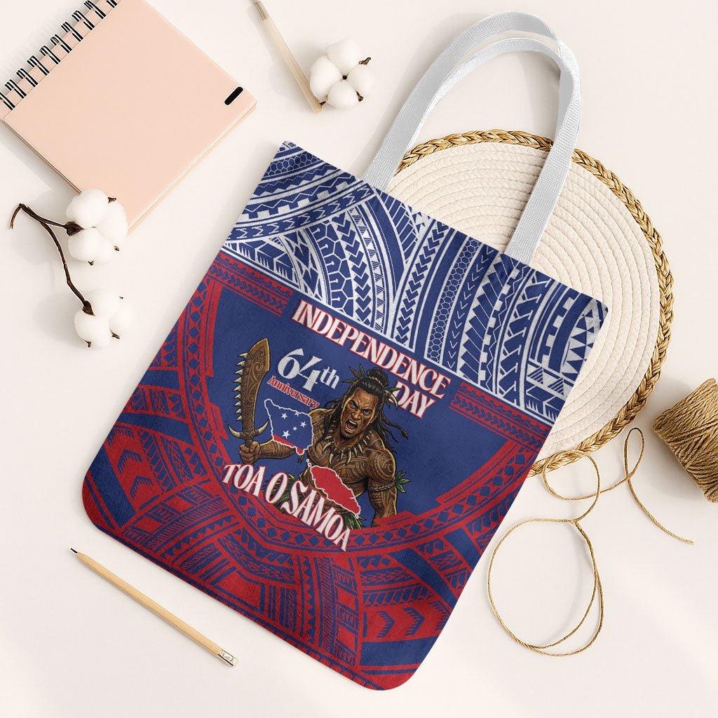 Samoa Independence Day Tote Bag 64th Anniversary Toa O Samoa LT14 White Strap One Size Blue - Polynesian Pride