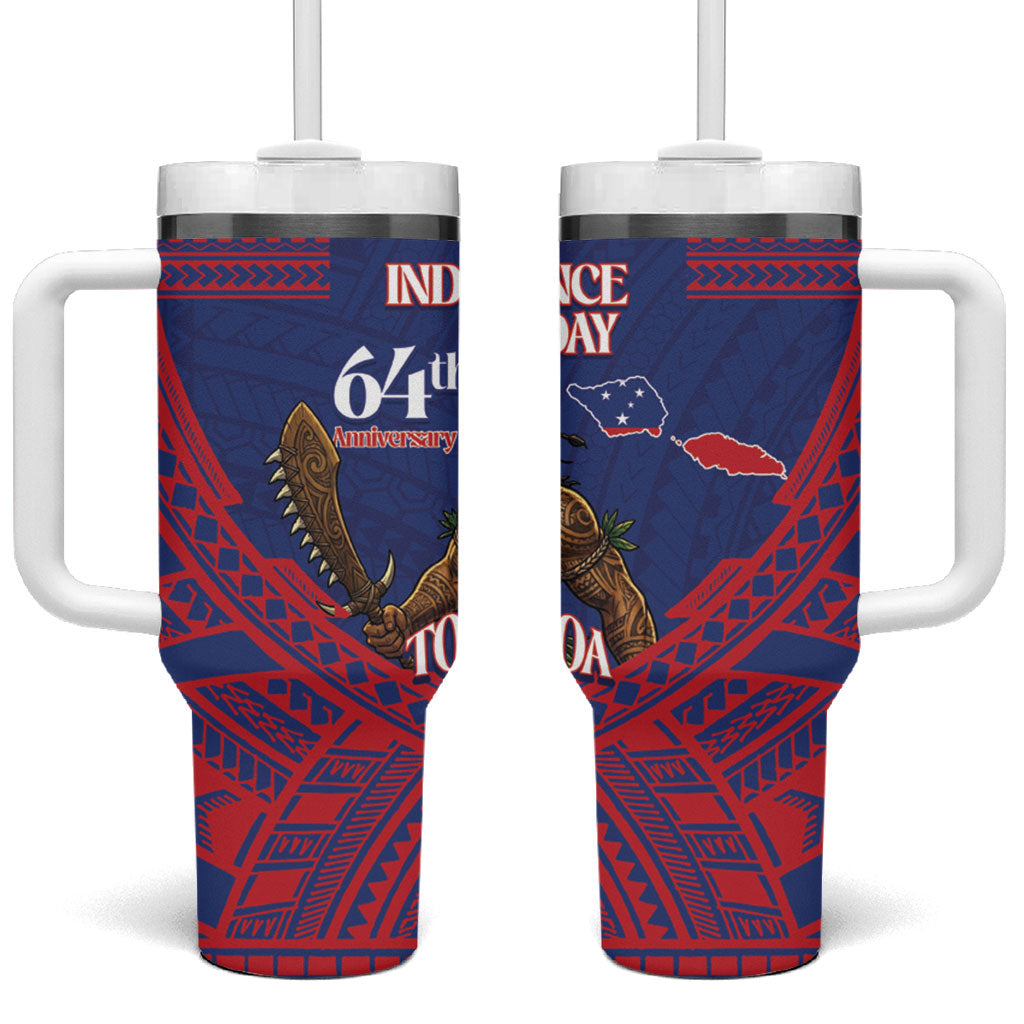 Samoa Independence Day Tumbler With Handle 64th Anniversary Toa O Samoa LT14 One Size: 40 oz Blue - Polynesian Pride