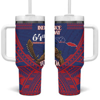 Samoa Independence Day Tumbler With Handle 64th Anniversary Toa O Samoa LT14 One Size: 40 oz Blue - Polynesian Pride