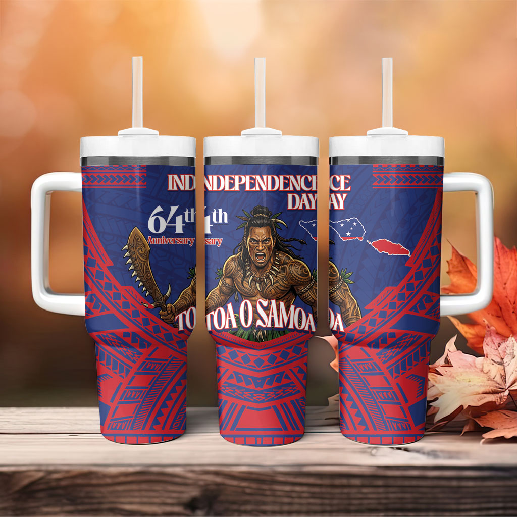 Samoa Independence Day Tumbler With Handle 64th Anniversary Toa O Samoa LT14 - Polynesian Pride