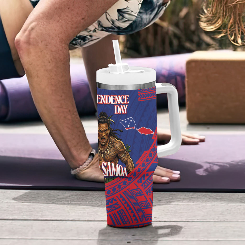 Samoa Independence Day Tumbler With Handle 64th Anniversary Toa O Samoa LT14 - Polynesian Pride