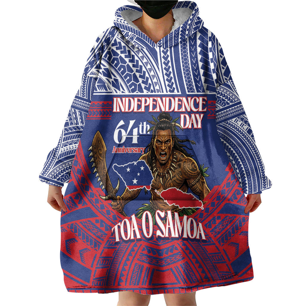Personalised Samoa Independence Day Wearable Blanket Hoodie 64th Anniversary Toa O Samoa LT14 - Polynesian Pride